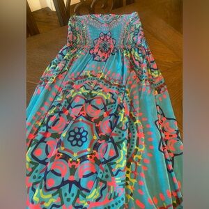 VENUS Strapless Dress in Vibrant Blue and Pink